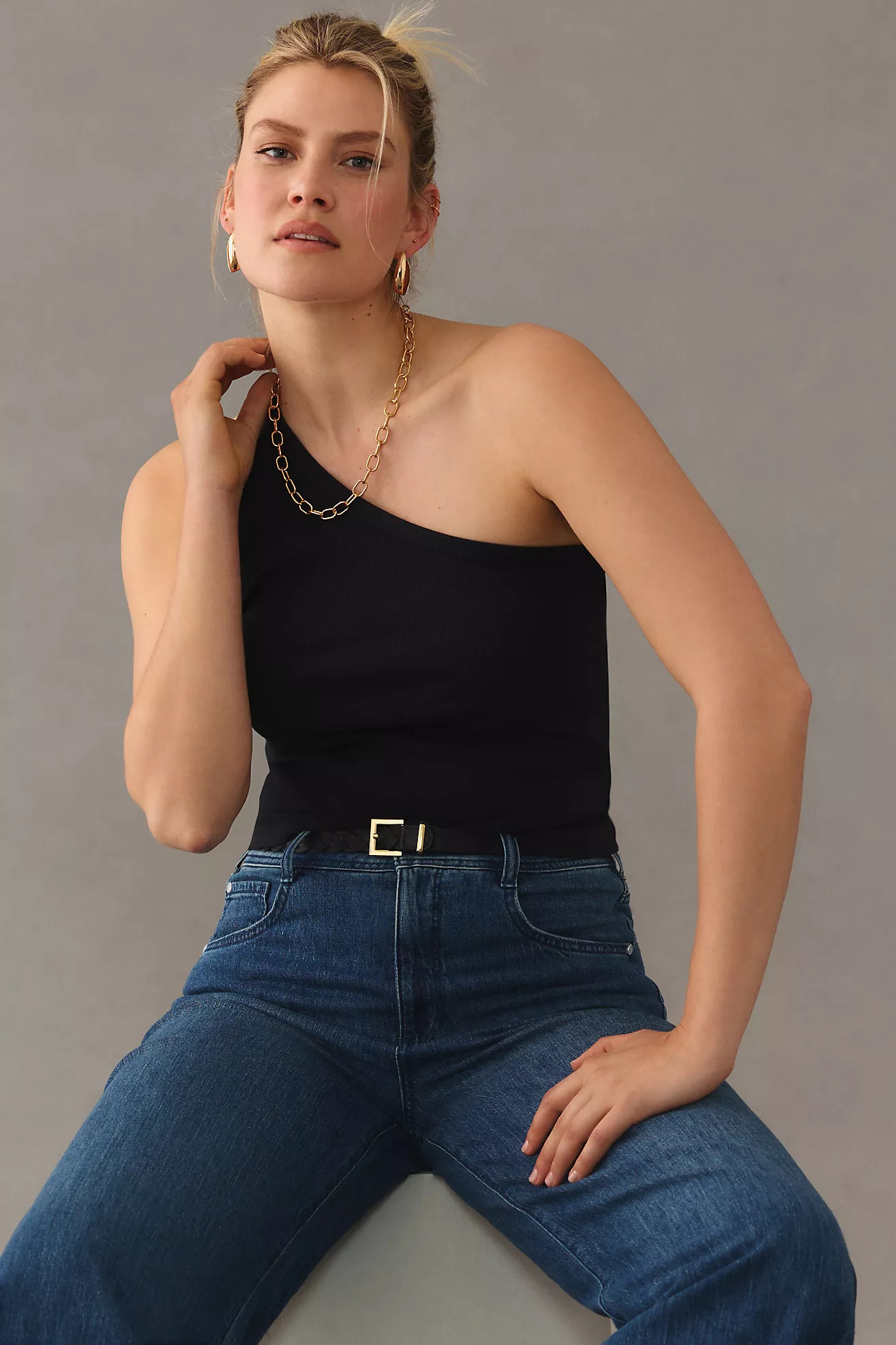 The Zeda Ribbed One-Shoulder Top by Pilcro | Anthropologie (US)