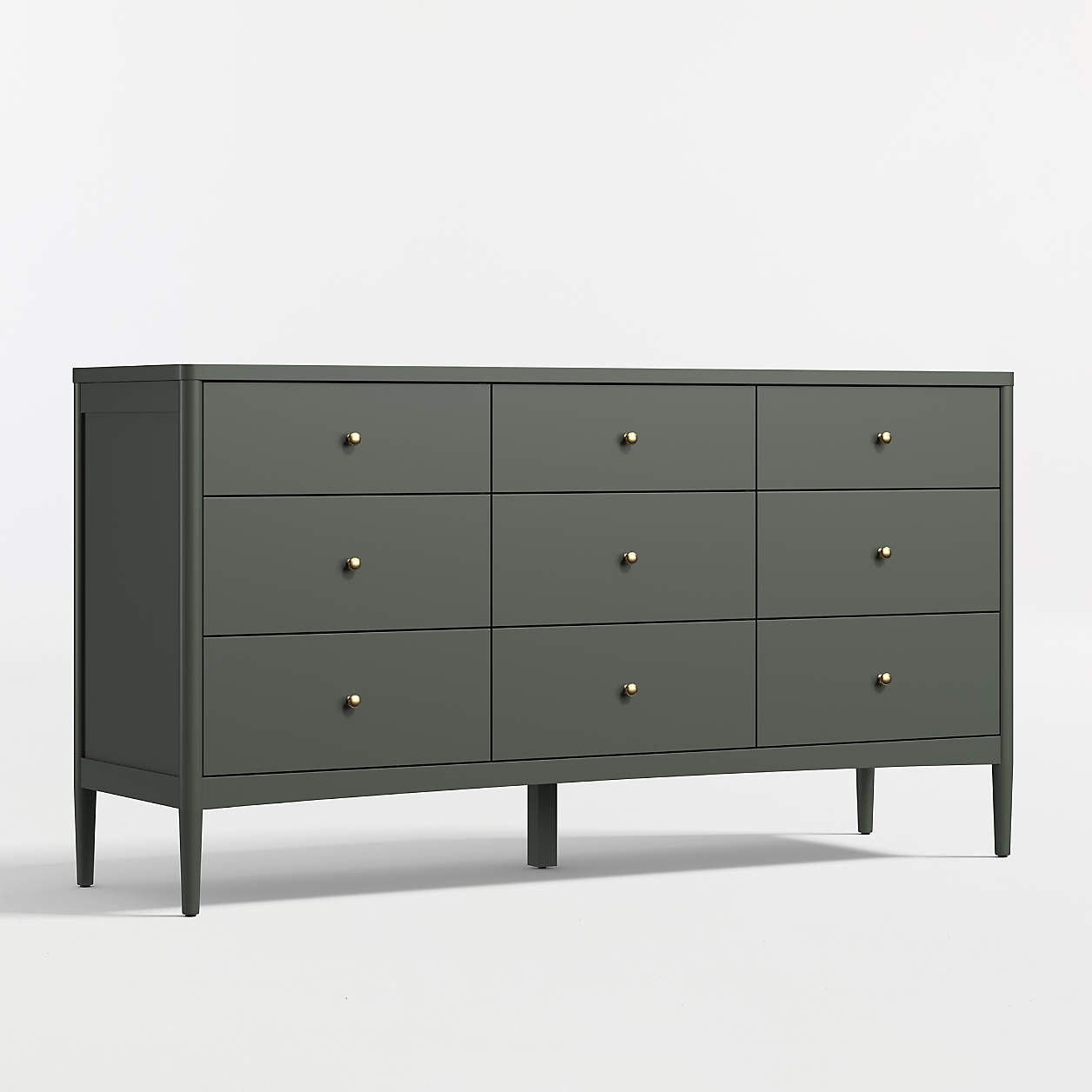 Hampshire 64" Olive Green Extra Wide 9-Drawer Kids Dresser + Reviews | Crate & Kids | Crate & Barrel
