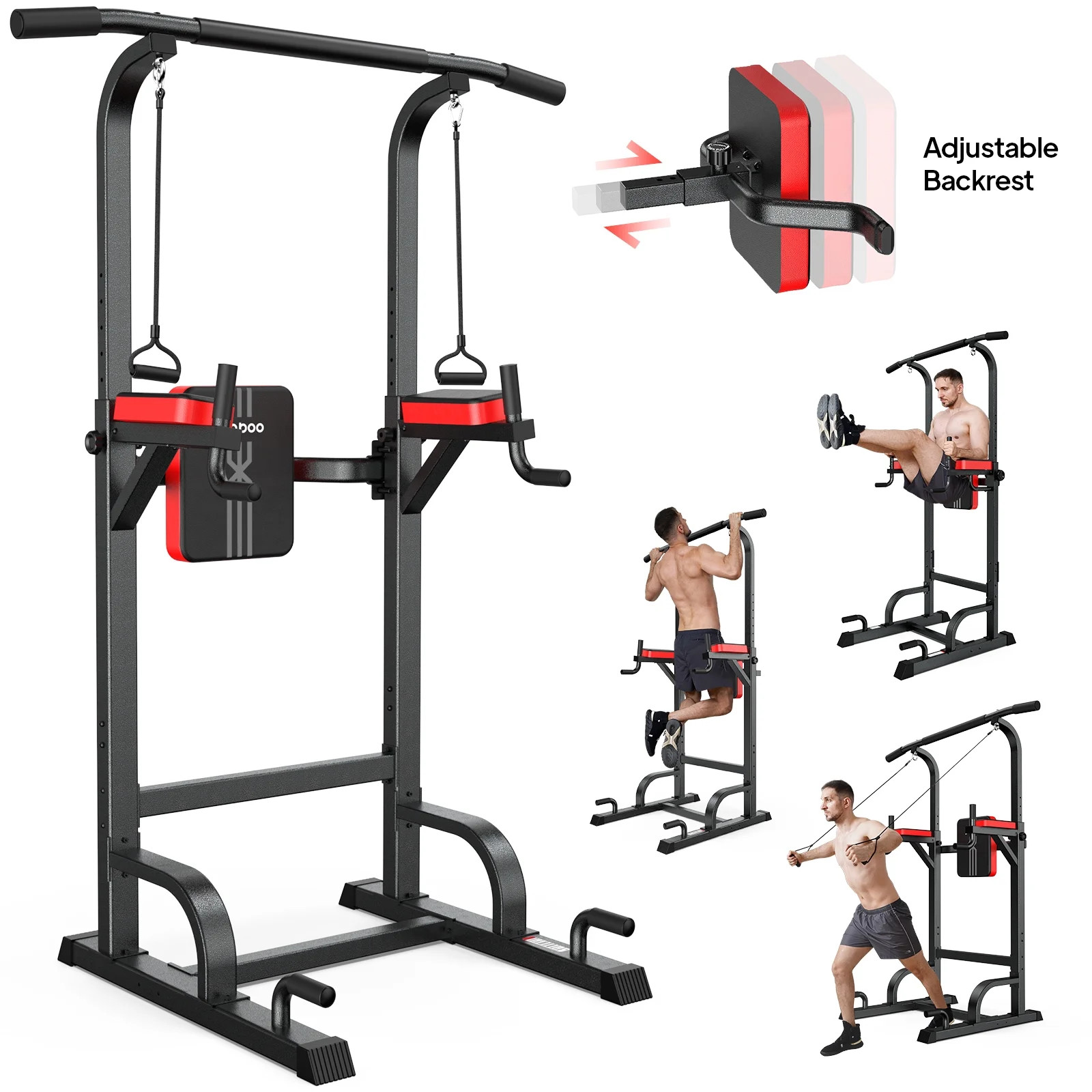 LNOW Multifunction Power Tower Pull up Bar Dip Station Power Rack with Adjustable Backrest for Ho... | Walmart (US)