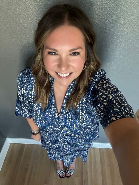 Dinner out with friends last night at Carbone. I absolutely love their drinks and their pastas. Such a fun environment for dinner. I’ve had this dress hanging up waiting to wear and the weather yesterday was perfect. This blue print is just so fun and paired perfect with my favorite sandals. These blue sandals just seem to always go with everything! 

#LTKxSephora #LTKshoecrush #LTKmidsize