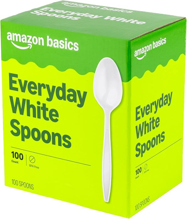 Amazon Basics Disposable Everyday White Spoons, 100 Count | Amazon (US)
