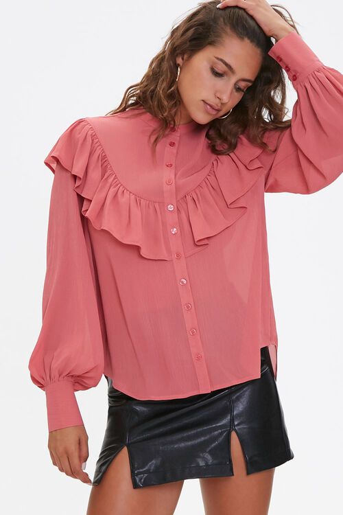 Ruffle Peasant-Sleeve Shirt | Forever 21 (US)