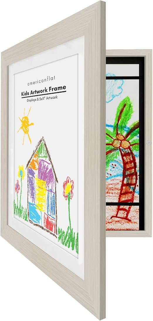 Americanflat Kids Artwork Picture Frame in Light Wood - Displays 8.5x11 With Mat and 10x12.5 With... | Amazon (US)