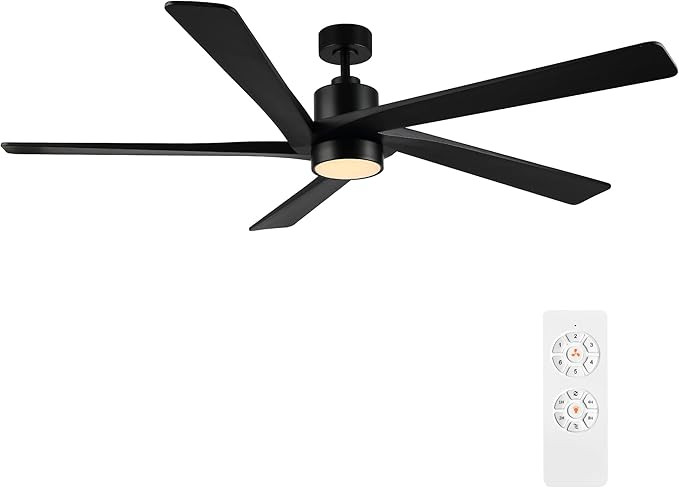 WINGBO 54" DC Ceiling Fan with Lights, 5 Carved Solid Wood Blades, 6-Speed Reversible DC Motor, M... | Amazon (US)
