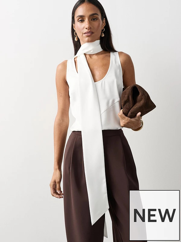 Michelle Keegan Scoop Neck Scarf Cami - Ivory | Very (UK)