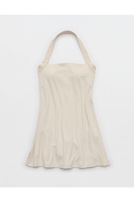 OFFLINE By Aerie Real Me Halter Mini Dress Women's Cake Batter XL | American Eagle Outfitters (US & CA)