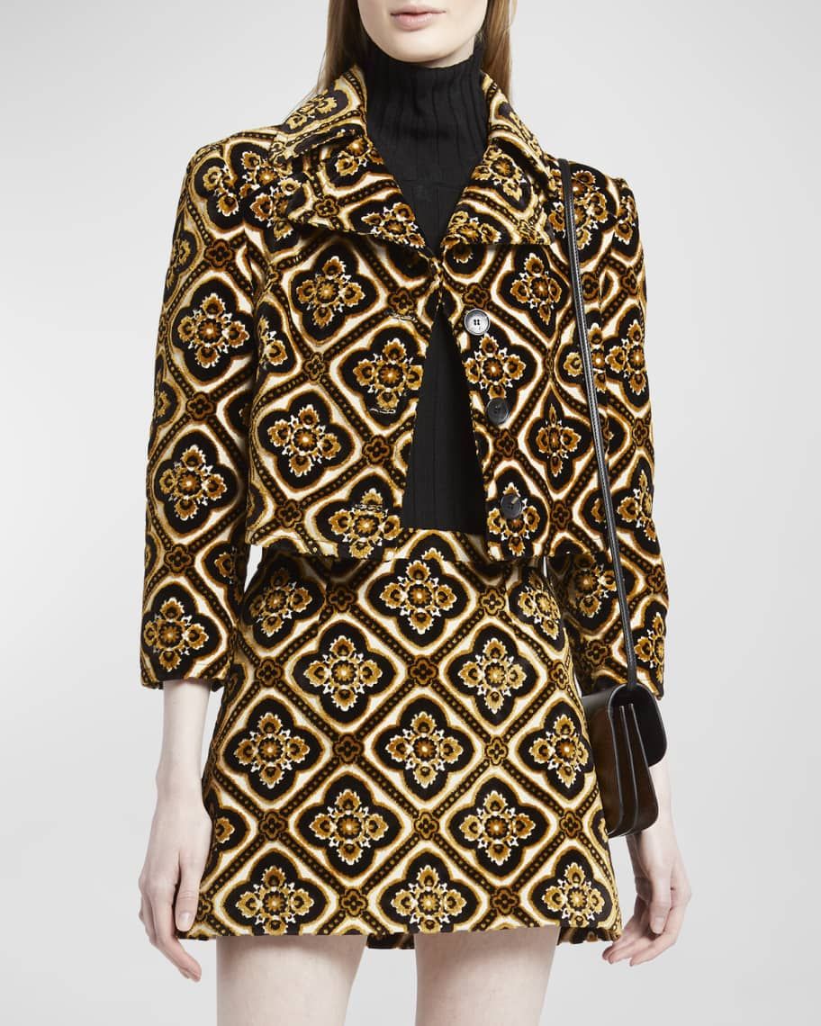 Etro Tapestry Patterned Cropped Velvet Jacket | Neiman Marcus