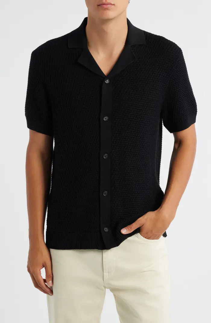 Iconico Textured Knit Camp Shirt | Nordstrom