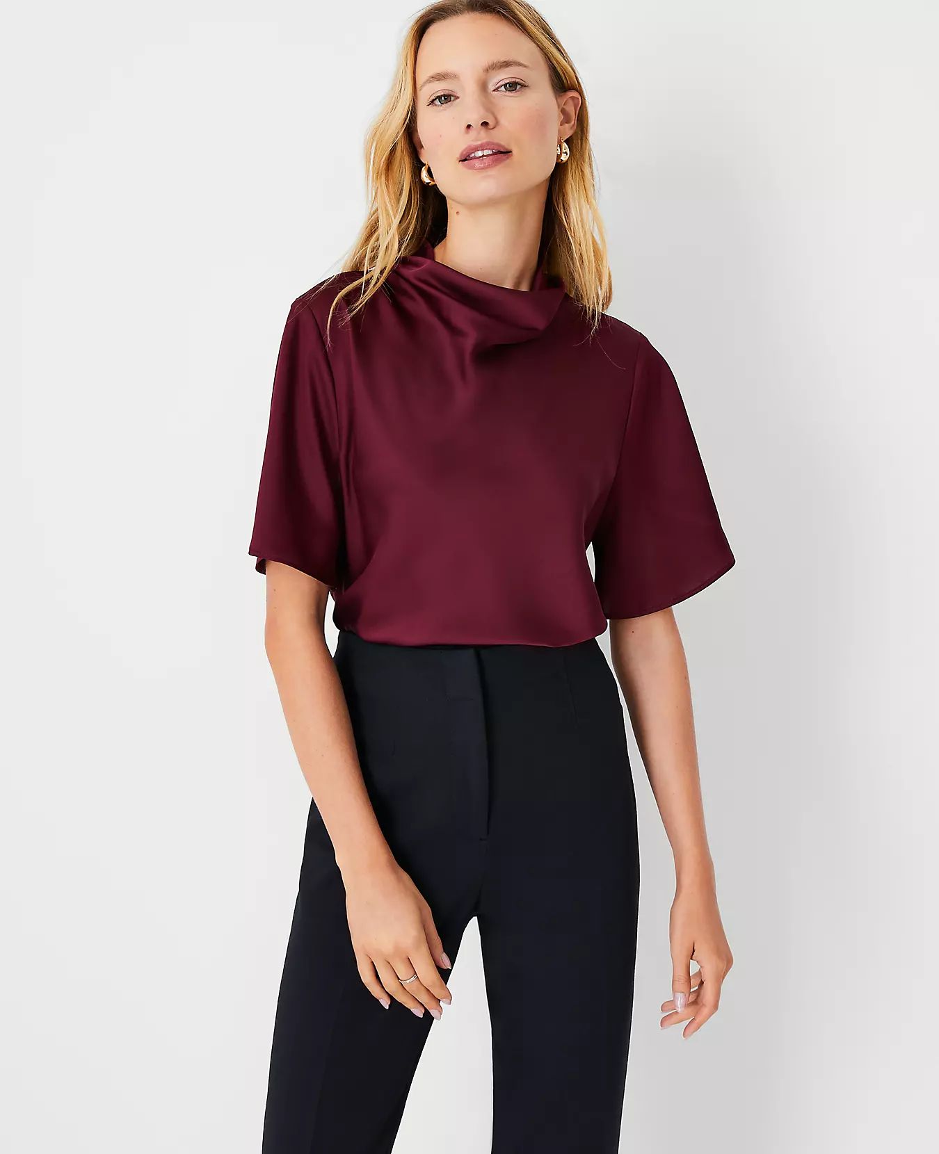 Petite Cowl Neck Flutter Sleeve Top | Ann Taylor (US)