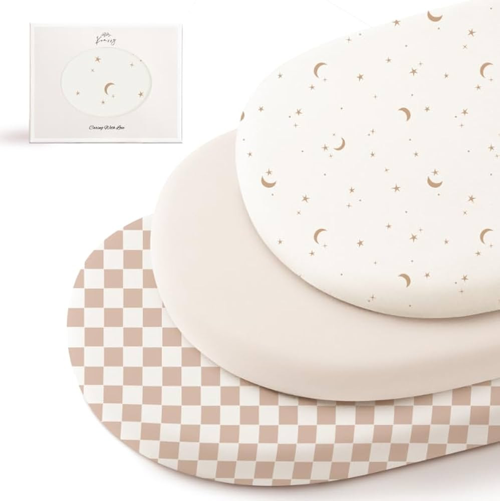 Konssy 3 Pack Stretchy Bassinet Sheets for Baby Girl Boy, Soft Breathable Baby Bassinet Mattress ... | Amazon (US)