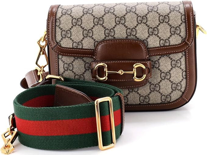 Amazon.com: Gucci, Pre-Loved Horsebit 1955 Shoulder Bag GG Coated Canvas with Leather Mini, Brown... | Amazon (US)