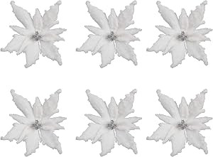 Valery Madelyn 6 piezas de flores artificiales de Navidad de invierno con clips para adornos de ... | Amazon (US)