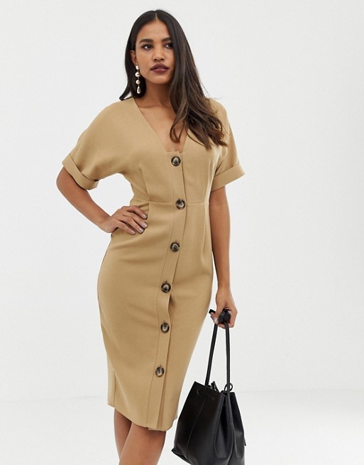 ASOS DESIGN button through midi wiggle dress | ASOS US