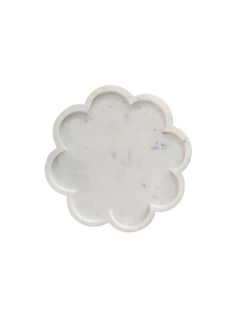 Scallop Tray Decorative White Marble Round Tray Floral Platter - Table Centrepiece for Home Decor... | Walmart (US)