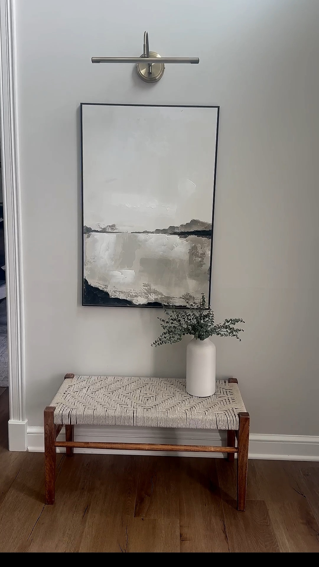 Shop my entryway bench, rug, artwork, and picture light! Even if you don’t have it hardwired, there are so many battery operated and wireless picture lights that you can choose from on Amazon. I linked a few for you here✨

#LTKHome
