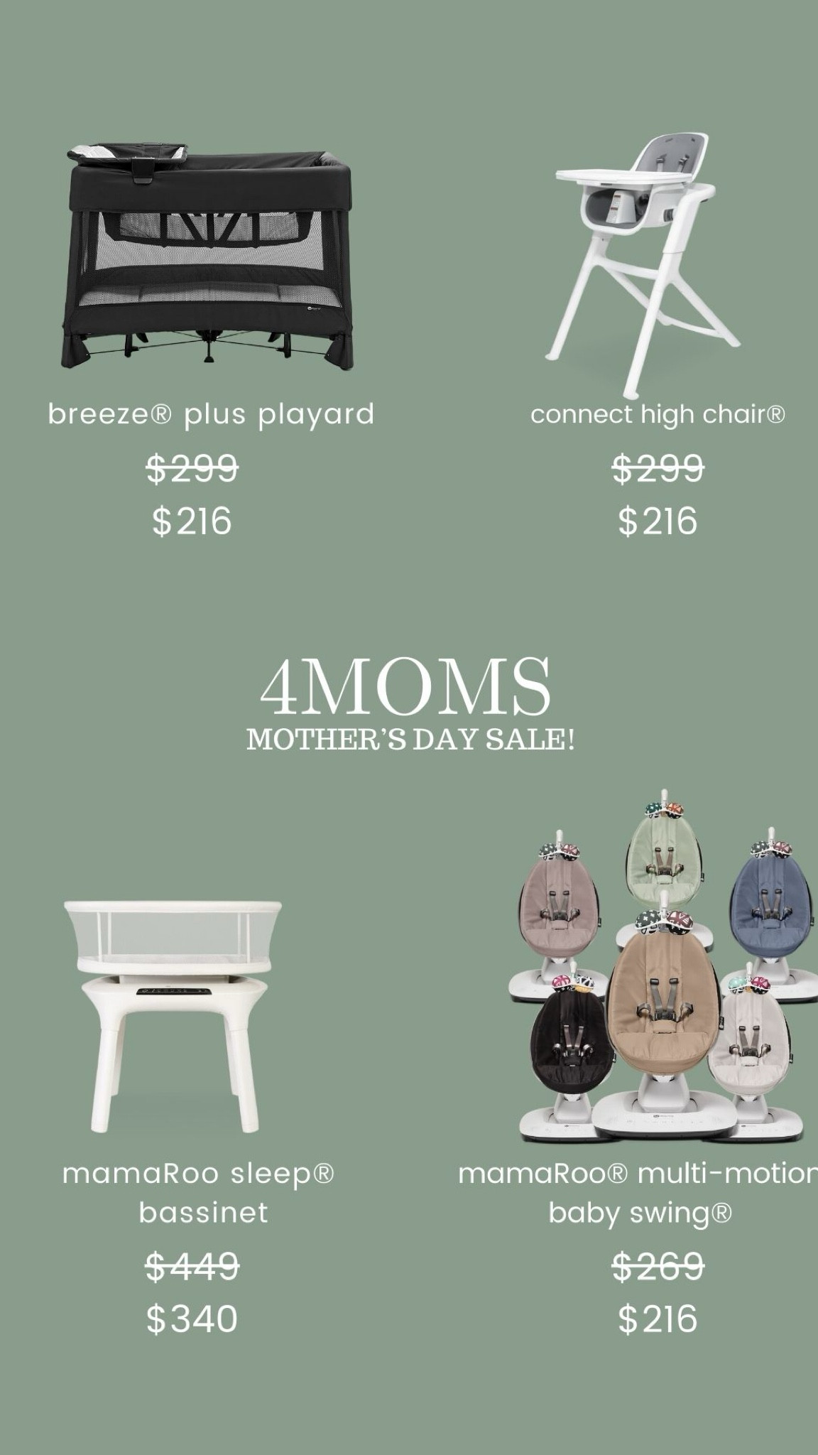 Happy Mother’s Day! 💐
USE CODE: “4MOMS20” for 20% off all orders over $199!!! 

the MamaRoo Swing & bassinet are our favorite must-haves! 🎁😍

#LTKBump #LTKHome #LTKBaby