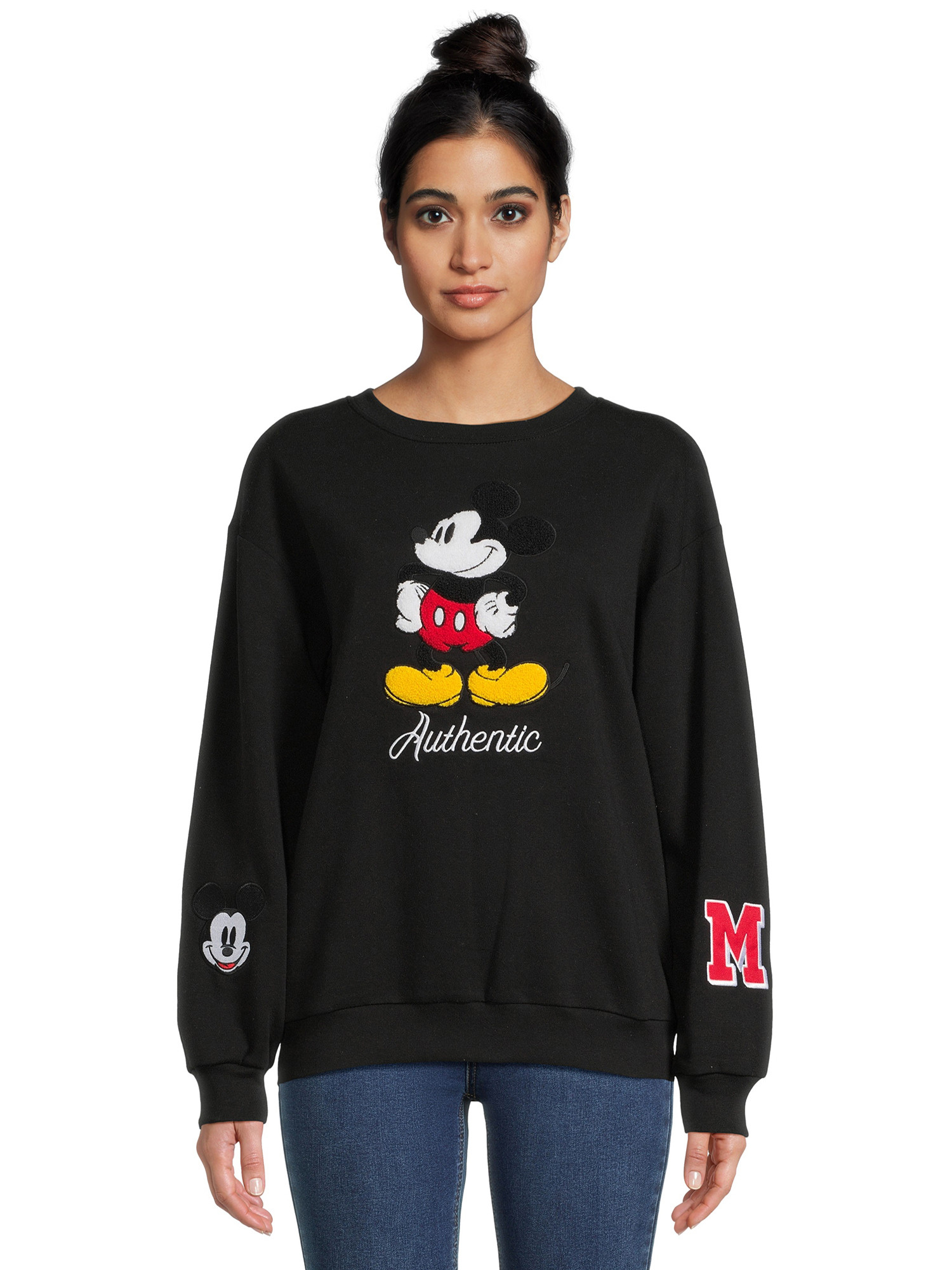 Mickey Mouse Women’s Chenille Patch Sweatshirt with Long Sleeves | Walmart (US)