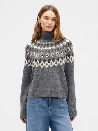Relaxed Fair Isle Mockneck Sweater | Gap Factory