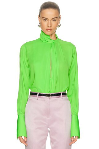 TOM FORD BLUSE in Green Flash - Green. Size 38 (also in 36). | FWRD 