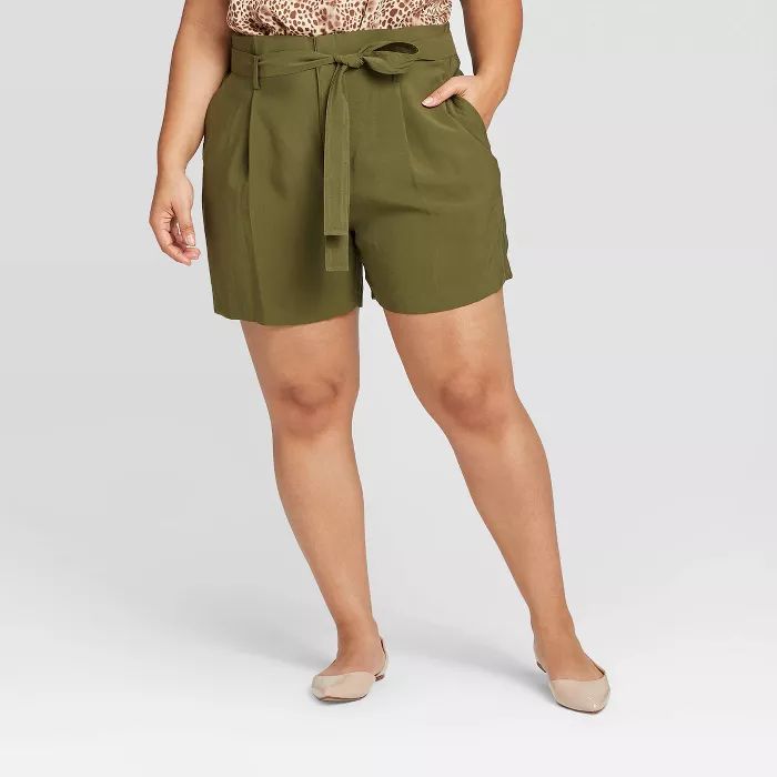 Women's Plus Size High-Rise Paperbag Shorts - A New Day™ | Target