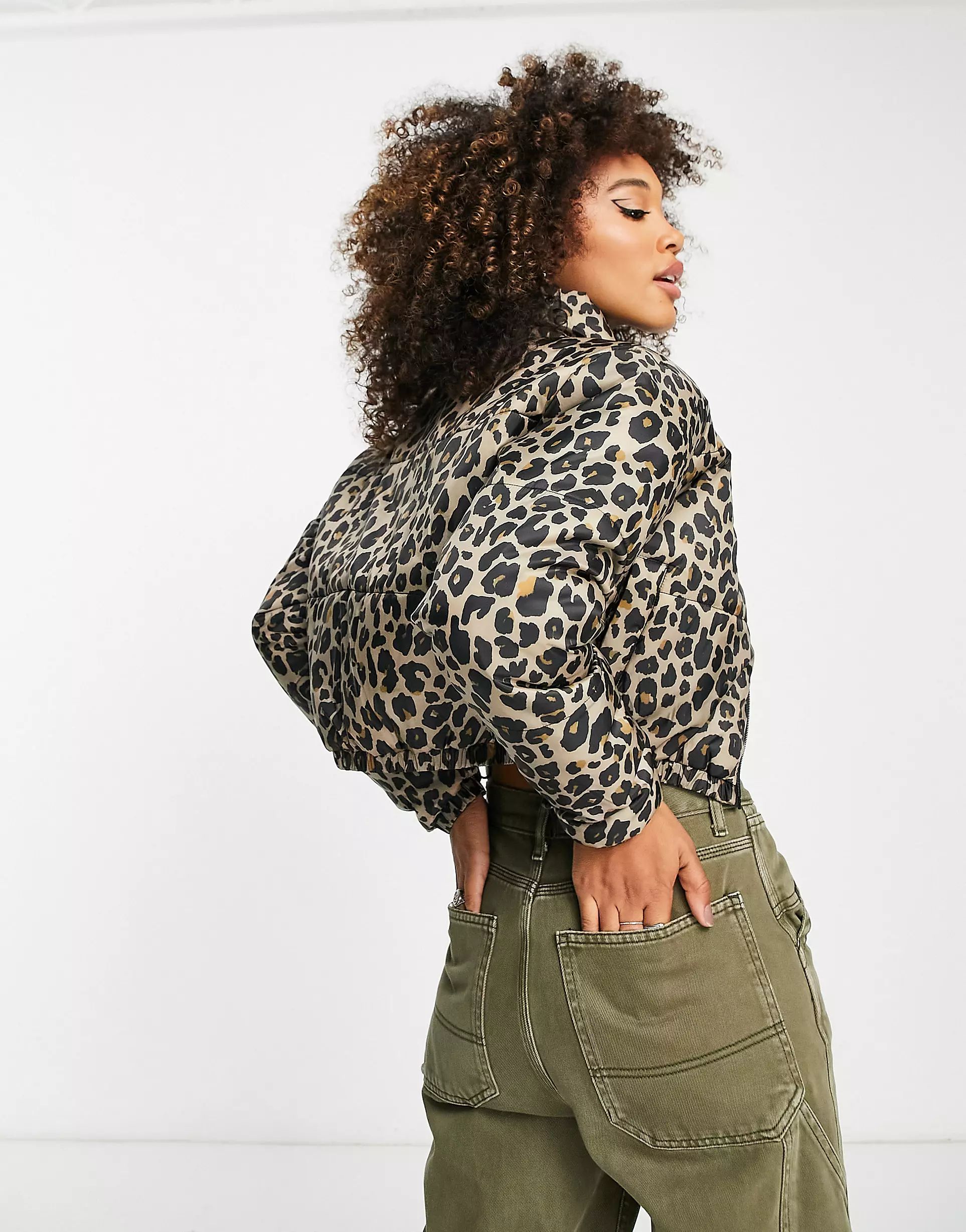 Violet Romance puffer jacket in leopard print | ASOS (Global)