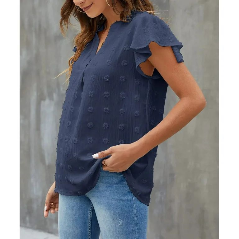 Fantaslook Blouses for Women Dressy V Neck Ruffle Sleeve Summer Tops Casual Flowy Shirts | Walmart (US)