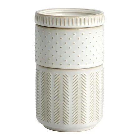3-Piece Textured Ceramic Stackable Jar Set in Creamy White Better Homes & Gardens | Walmart (US)