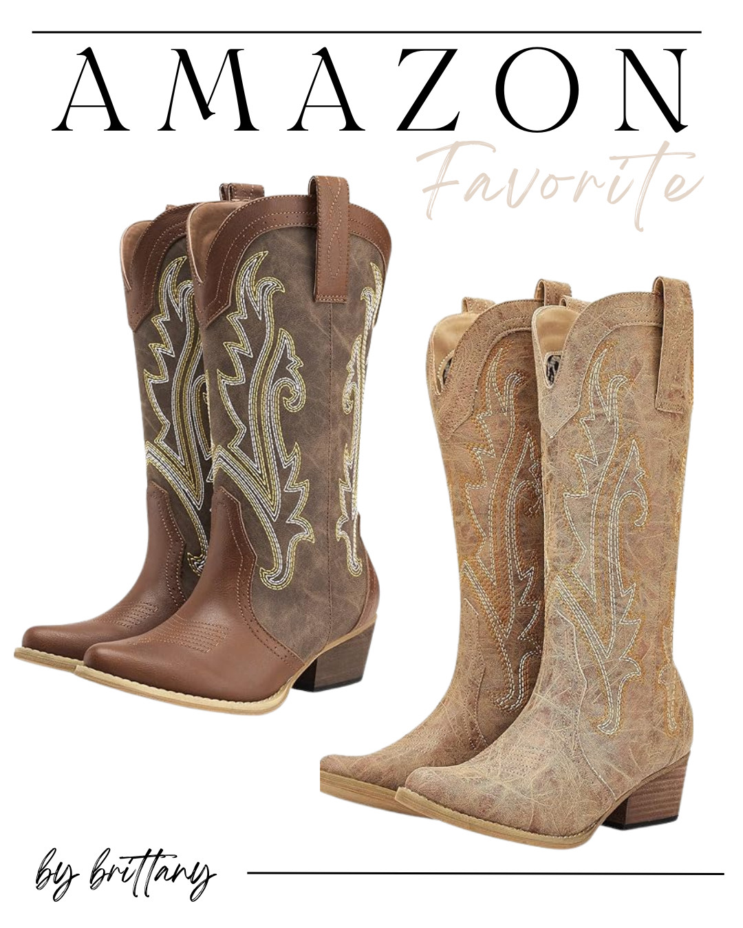 These Amazon cowboy boots are a favorite for a reason 🤍 classic western style, comfortable enough for everyday wear, and easy to style year-round with dresses or denim. 

#cowboyboots
#amazonfashion
#everydaystyle
#westerninspired 

 #LTKGiftGuide #LTKOver40 #LTKFindsUnder100