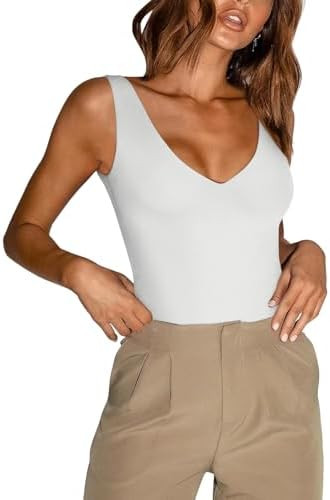REORIA Butsmooth® Women’s Trendy Sexy Plunge Deep V Neck Sleeveless V Backless Going Out Tank ... | Amazon (US)