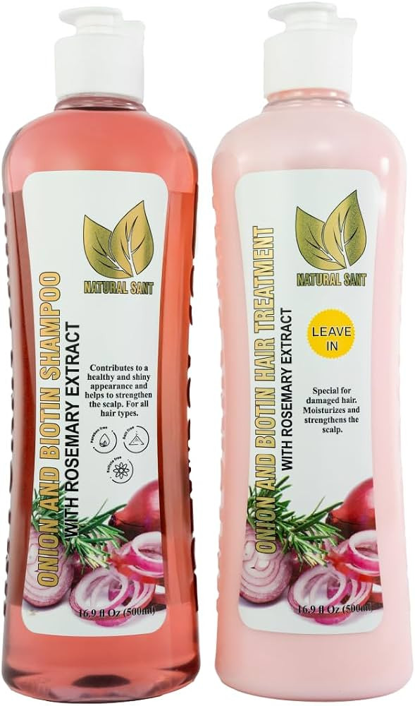 Natural Sant Onion & Rosemary Shampoo and Leave-In Treatment Set with Biotin | Anti-Hair Fall Car... | Amazon (US)