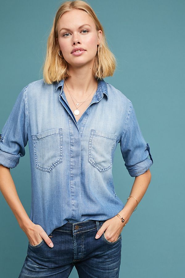 Cloth & Stone Split-Back Chambray Buttondown | Anthropologie (US)