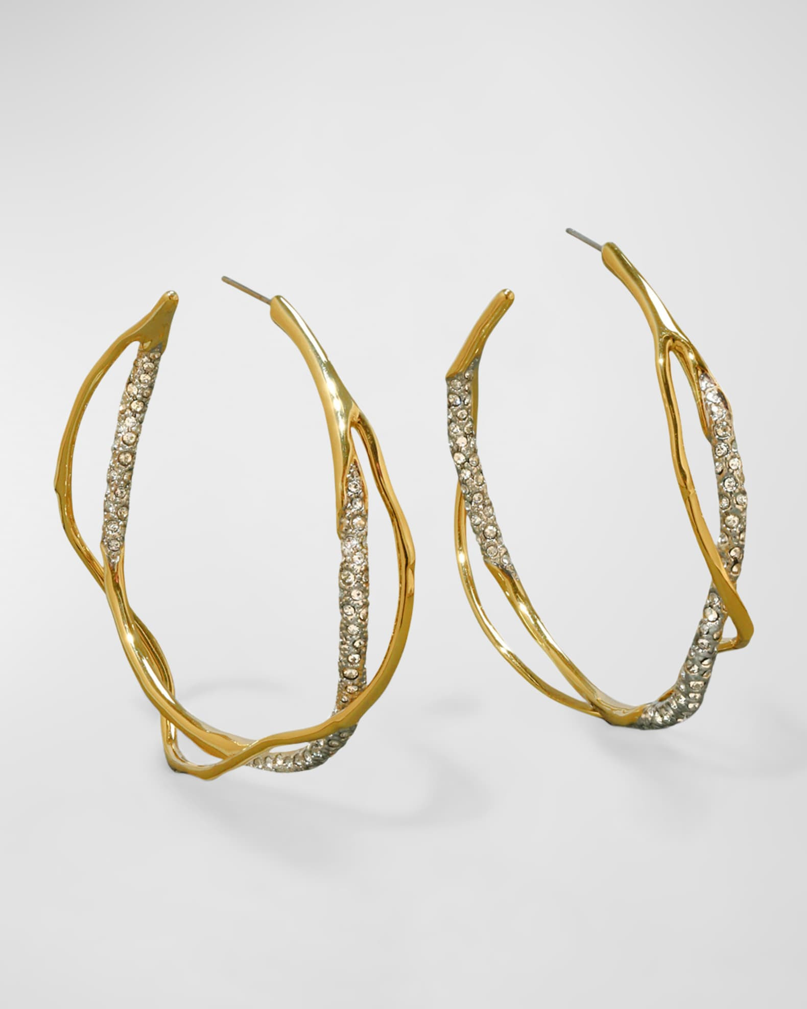 Intertwined Pave Hoop Earrings | Neiman Marcus