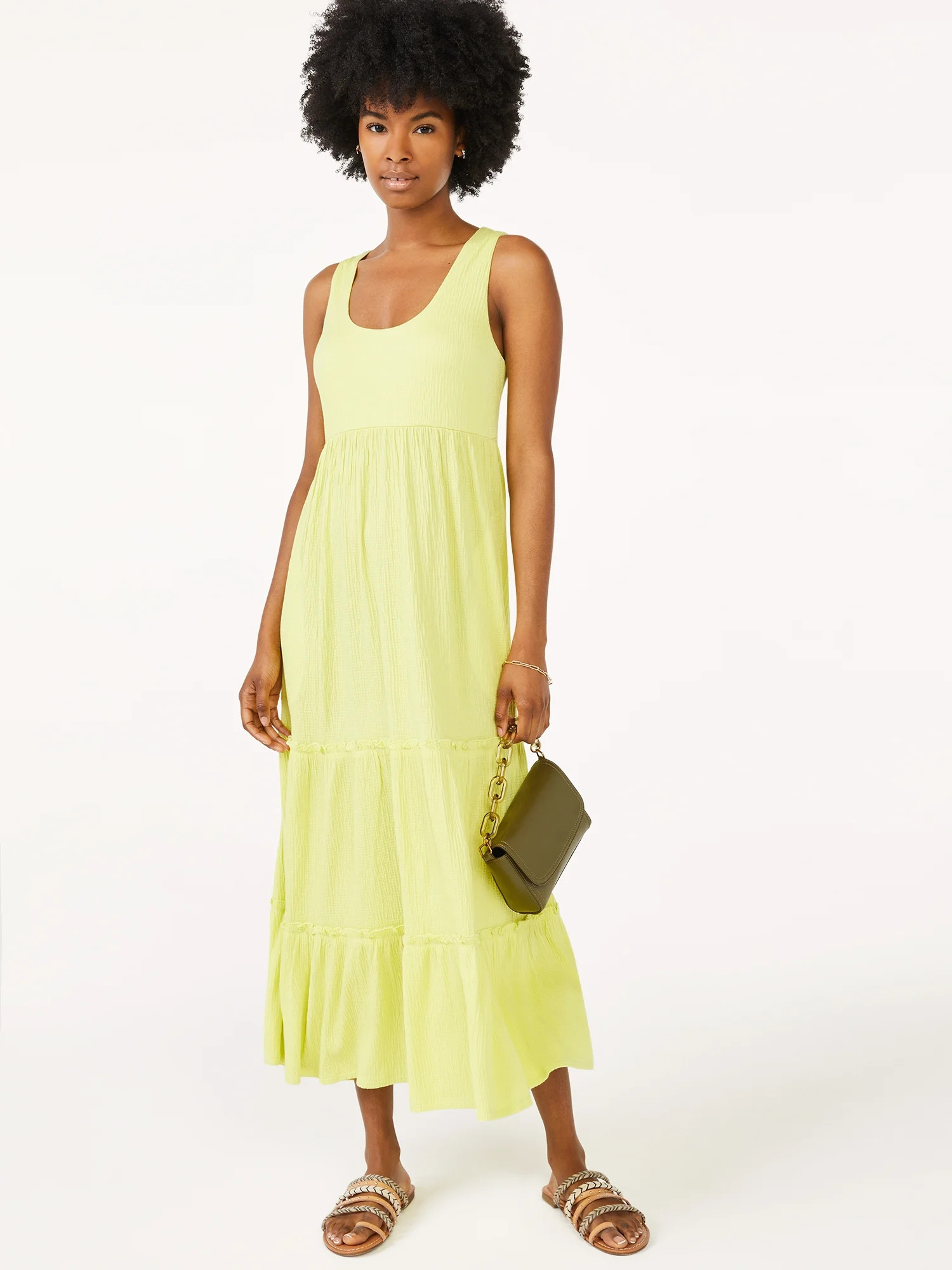 Scoop Women's Sleeveless Tiered Midi Sundress | Walmart (US)