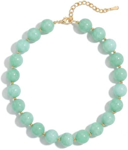 Colorful Beaded Necklace for Women Boho Statement Chunky Necklace Natural Stone Beads Gemstone Ch... | Amazon (US)