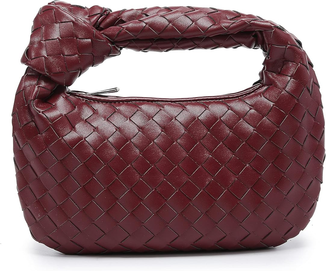Hobo Bag Dumpling hadnbag Knoted Woven bag PU Woven Handbag Woven Tote Bags, Wine Brown, Medium | Amazon (CA)