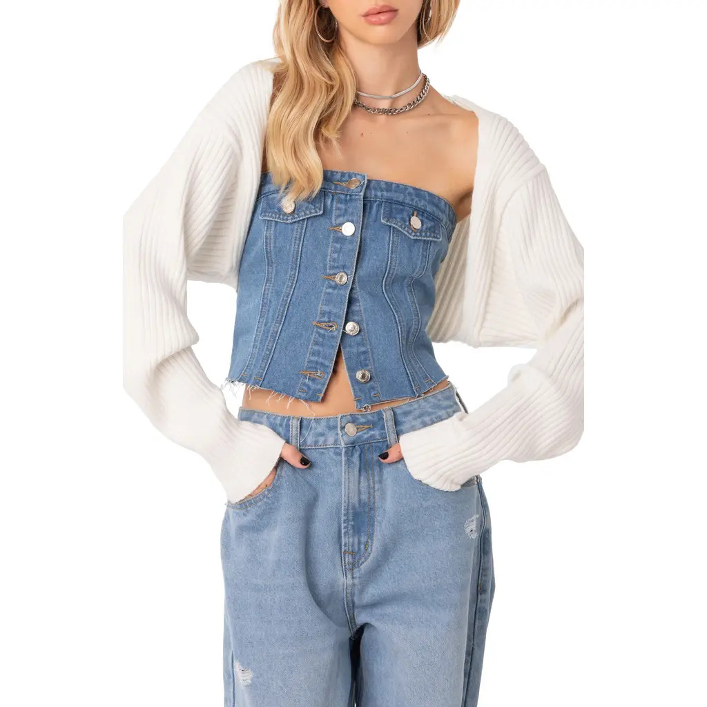 EDIKTED Anya Shrug in Beige at Nordstrom, Size X-Small | Nordstrom