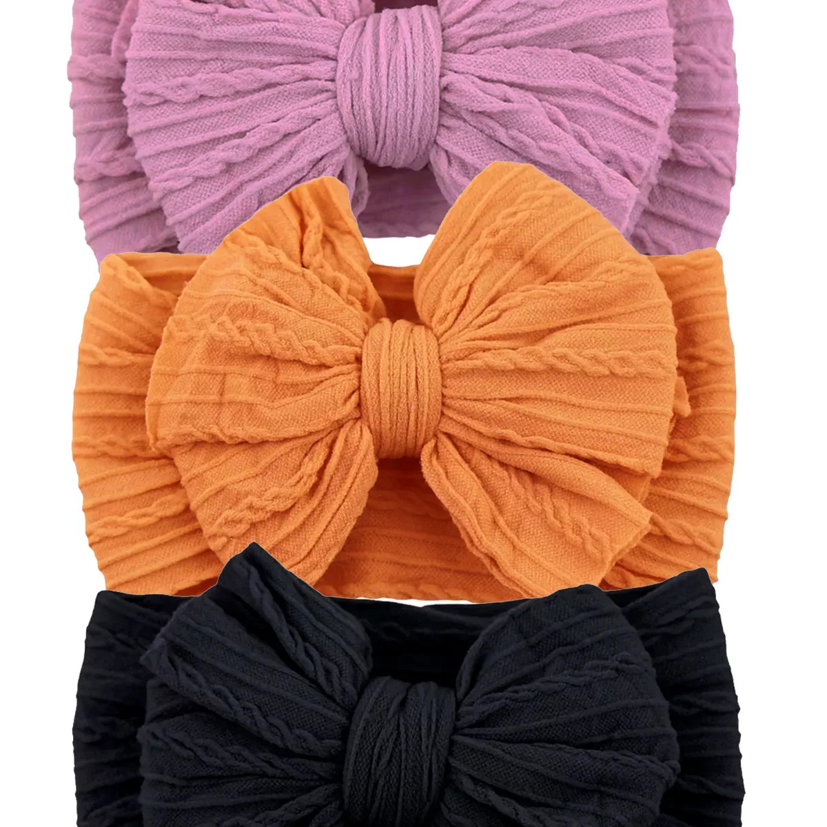 3-Pack Cable Bows, Orchid/Orange/Black | SpearmintLOVE