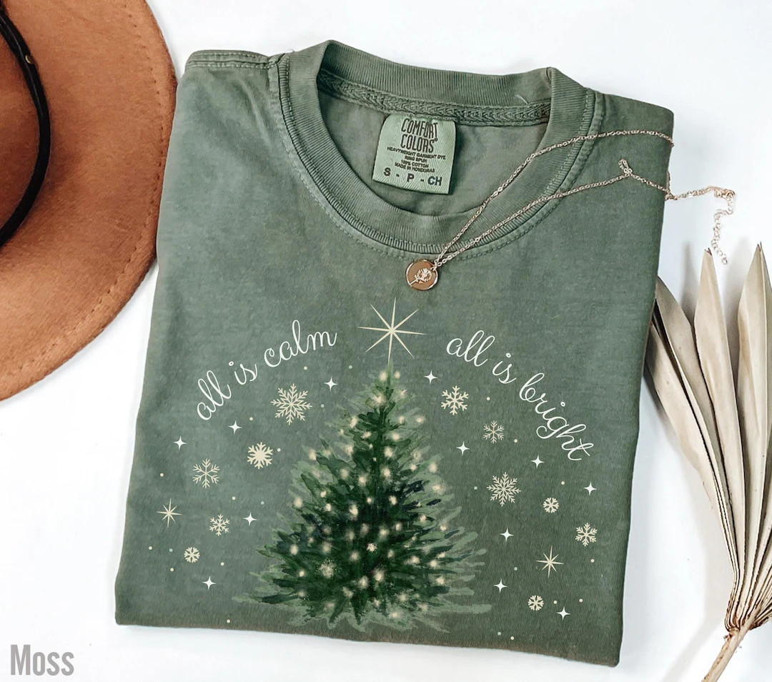 Christmas Tree Shirt, Minimal Chic Holiday Tee, Cute Christmas Shirt, Women's Christmas Shirt, Br... | Etsy (US)