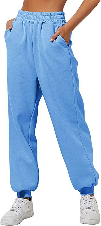 Yovela Womens High Waisted Baggy Sweatpants Comfy Cotton High Waist Jogger Pants Y2k Trendy Loung... | Amazon (US)