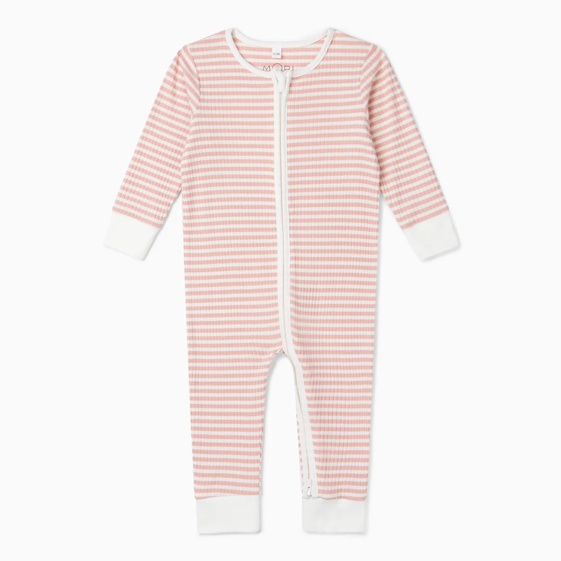 Pink Stripe Ribbed Clever Zip Snug Fit Pajamas | Baby Mori (US)