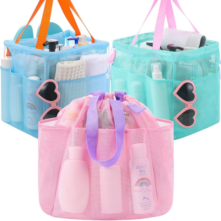 Talltalk 3 Pack Mesh Shower Caddy Portable with Drawstring Dorm Essentials with 8 Pockets Hanging... | Amazon (US)