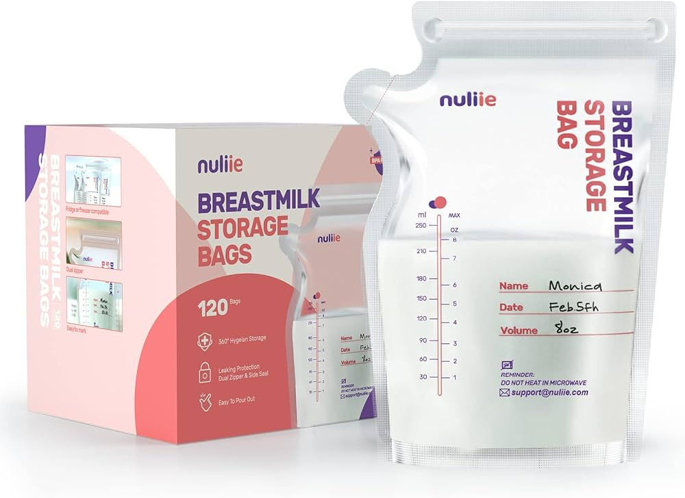 Nuliie 120 Pcs Breastmilk Storage Bags, 8 OZ Breast Milk Storing Bags, BPA-Free, Milk Storage Bag... | Amazon (US)