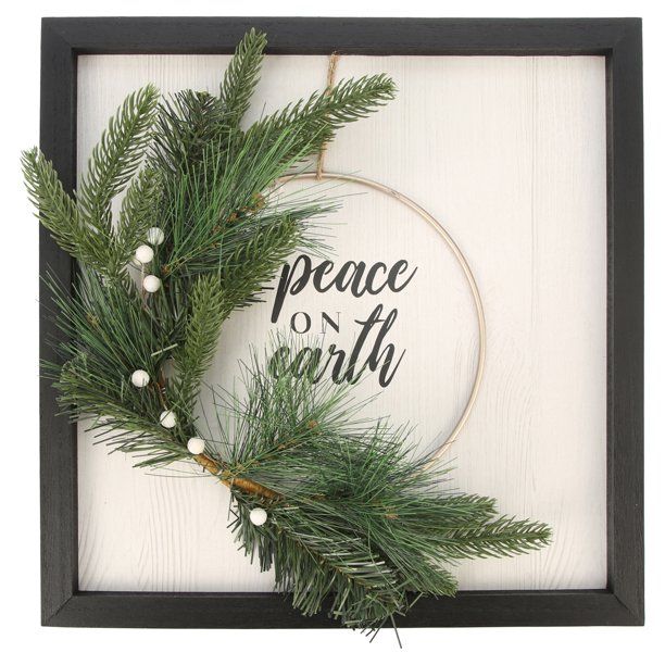 Holiday Time Wreath Hanging Sign Decoration, Peace on Earth | Walmart (US)