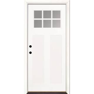 Feather River Doors 36 in. x 80 in. 6 Lite Clear Craftsman Unfinished Smooth Right-Hand Inswing F... | The Home Depot