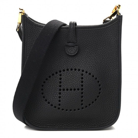 HERMES Taurillon Clemence Evelyne TPM Black | Fashionphile