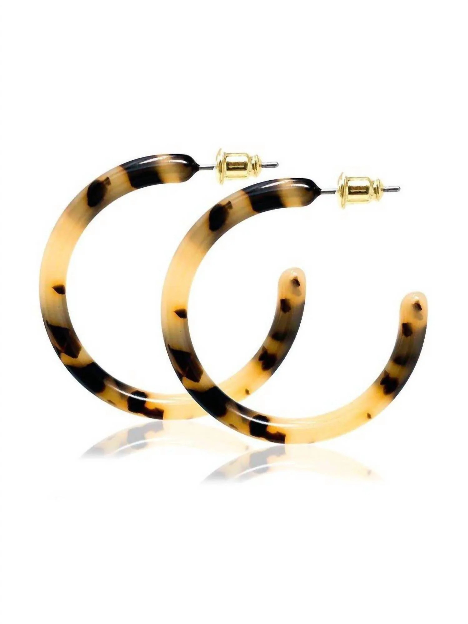 40Mm Round Hoops Earrings In Blonde Tortoise | Shop Simon