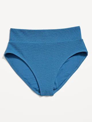 High-Waisted Pucker Classic Bikini Swim Bottoms for Women | Old Navy (US)
