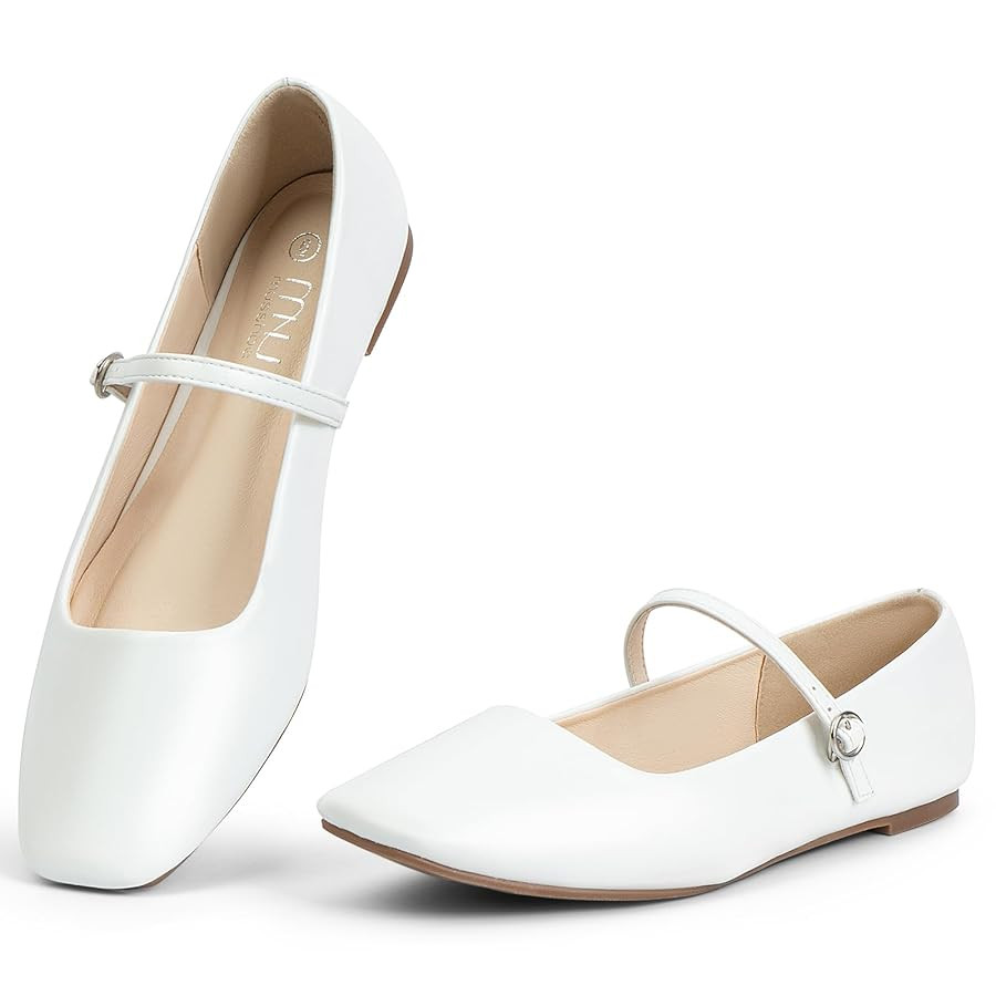 MUSSHOE Womens Ballet Mary Jane Flats Shoes Adjustable Strap Comfortable Square Closed Toe Versat... | Amazon (US)