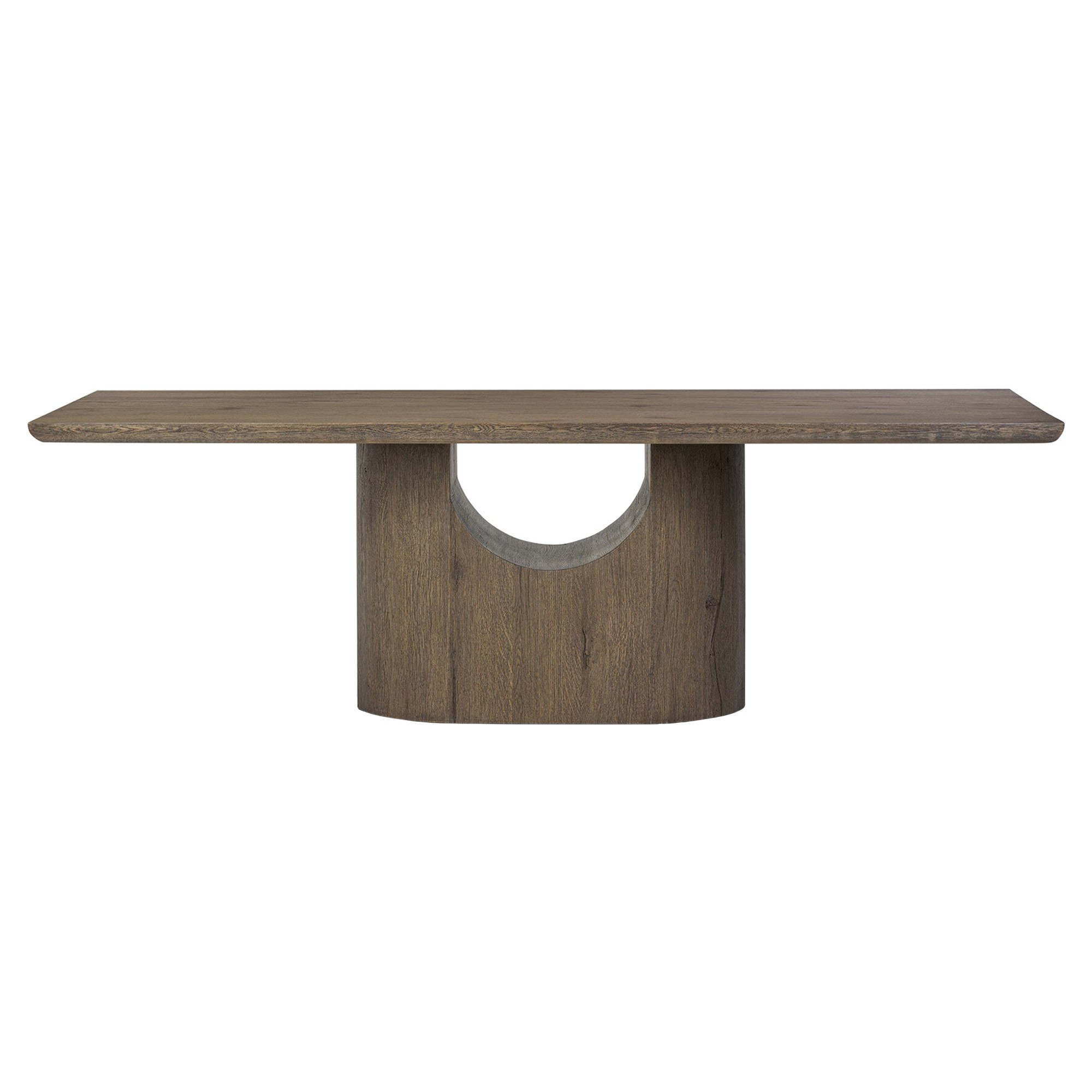 Bevie Rustic Lodge Brown Oak Rectangular Pedestal Dining Table - 98 | Kathy Kuo Home
