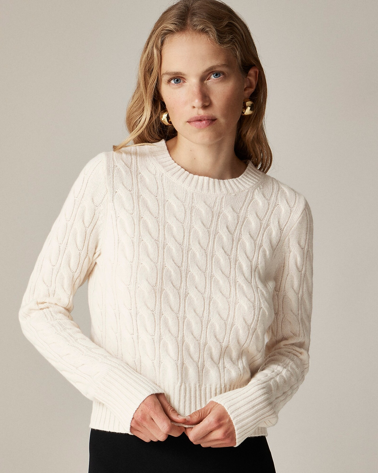 Cashmere shrunken cable-knit crewneck sweater | J. Crew US